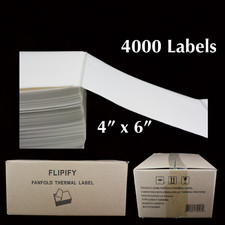 4000 4x6 Fanfold Direct Thermal Shipping Labels for Zebra & Rollo Printers picture