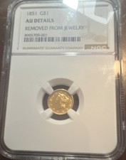 1851 Liberty Head Type 1 Gold Dollar G$1, NGC AU Details Removed From Jewelry picture