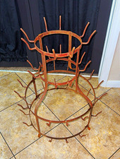 Vintage Antique French Metal Bottle Drying Rack Tree Hedgehog 40 Hooks 4-Tier. picture