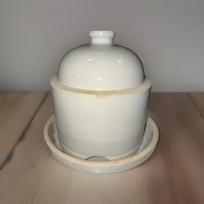 Antique c1920 Stoneware Chicken Waterer Poultry Fountain Crock w/ Saucer picture