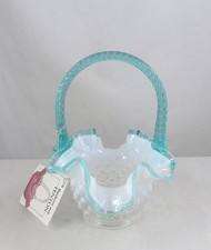 Fenton 1159 IM French Opalescent w/ Sea Mist Green Crest & Handle 6