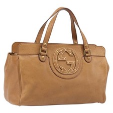 GUCCI Interlocking Hand Bag Leather Brown Gold 121551 Auth 205024 picture