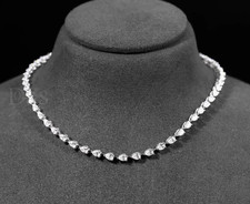 20.00 Ctw Pear Cut Lab Created Diamond Tennis Necklace 14k White Gold Plated picture