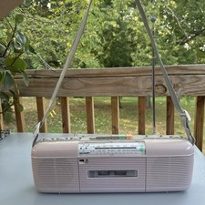 Sharp QT-50 Lavender Boombox AM FM Radio Cassette Player Retro Stranger Things picture
