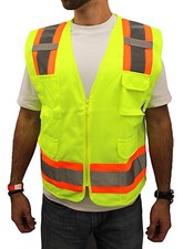 LARGE -Surveyor Solid Lime Two Tones Safety Vest , ANSI/ ISEA 107-2015 picture