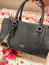 GUESS Black Satchel Top Handle Bag Zip Closure w/ Detachable Strap Vintage Bag picture
