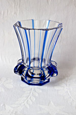 Antique Imperial Russian Biedermeier blue overlay glass goblet c 1830 picture