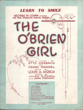 1921 THE O'BRIEN GIRL vintage Broadway sheet music 