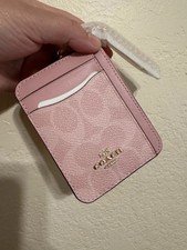 2026 NWT Coach Zip Card Case In Signature Canvas CW883 POWDER PINK W/BOX picture