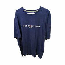 Tommy Hilfiger Logo Graphic Print Navy Crew Neck Short Sleeve T-Shirt 3XL picture