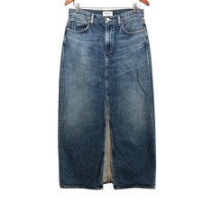 AGOLDE Leif Skirt Womens 26 2 Blue Denim Maxi Front Slit Sustainable Classic picture