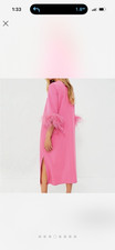 Tuckernuck hot pink feather Jamie dress medium holiday soirée cocktail glam chic picture