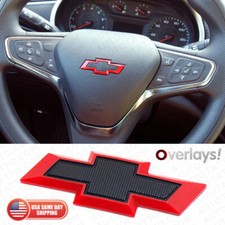 Gloss Red Steering Wheel Bowtie Overlay Chevy Silverado 2014-2024 Emblem Badge picture