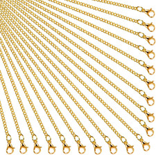 Hicarer 24 Pack Gold Plated Necklace Chain for Women Bulk 16-26 Inch 2 Mm Gold P picture