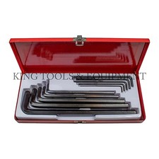 KING 10pc Heavy Duty Jumbo HEX KEY L-WRENCH SET Extra Long Arm w/ Metal Case SAE picture