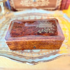 Antique 19th-Century French Napoleon III Marquetry Thuya Burl Wood Box picture