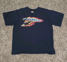 VINTAGE Harley Davidson T Shirt Men Large Black Flaming Eagle Flame 1989 picture