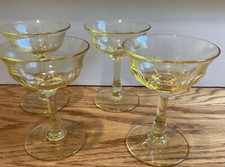 S/4 Vintage 1930’s Heisey sherbet champagne empress sahara 5” Yellow Topaz picture