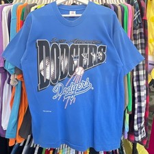 90s Remake Los Angeles Dodgers Logo MLB Baseball Blue T shirt HN6577 picture