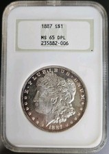 1887 P NGC MS65DMPL Deep Mirror Prooflike Morgan Silver Dollar Gem Unc OH picture