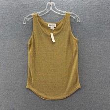 VTG 90s The Icing Tank Top Womens Medium Gold Metallic Sparkle Lurex Knit picture