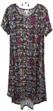 NWT LuLaRoe XL Black Purple Mint Orange Blue White Floral Carly Swing Dress picture