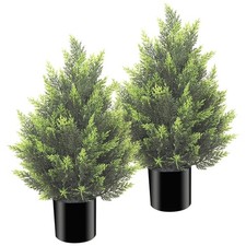 2FT Artificial Topiary Tree Realistic Faux Cedar Pine UV Rated Indoor 2 PK picture