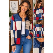 CJ Banks women's 1X Patchwork Knit Cardigan picture