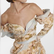 Zimmermann Luminosity off-the-shoulder draped floral-print mini dress size 0 picture