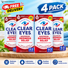 Clear Eyes, Maximum Redness Relief Eye Drops, 0.5 Fl Oz (Pack of 4) EXP 06/2027 picture