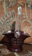 Aurora IL 1929 Ruby Flash Souvenir Handled Basket Gladys picture