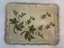 Vintage Italian Florentine Tray Capri Stamped Cream Gold Gilt Wood Grape Leaf picture