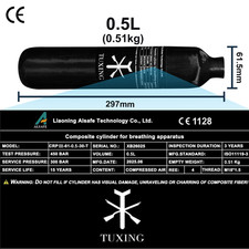 TUXING 4500psi Pcp Air Tank 0.5L Carbon Fiber HPA Air Tank Paintball Bottle picture