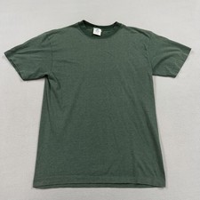 Vintage Belton Shirt Mens Medium Green Micro Stripe Blank Tee Made In USA picture