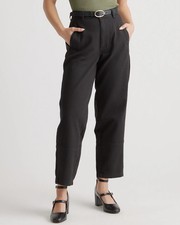 Quince Black Organic Stretch Cotton Twill Barrel Pant Size 6 Tapered High Rise picture