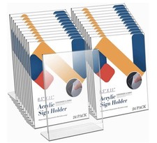 24 Pack Acrylic Sign Holder 8.5 x 11, Slant Back Display Stand, Clear Frames picture