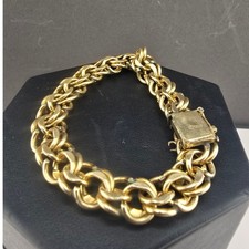 Vintage Estate Bracelet Gold Filled American Signed Double Link Curb Chain picture