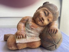 Vintage Hand Carved Asian Girl Sleeping on Watermelon picture