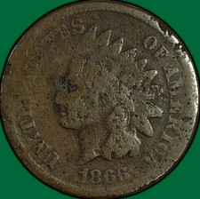 1866 Indian Head Cent Good G Coin, Damaged #48970 picture