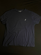Nautica Men's Logo Crew Neck Short Sleeve Solid Blue Cotton Knit T-Shirt 2XL picture