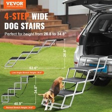 VEVOR Dog Stair for Cars, Wide 4-step Dog Car Steps, Folding Dog Car Ramp with picture