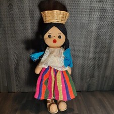 Vintage 13 Inch Doll Mayan Peruvian With Basket On Head Mexico picture