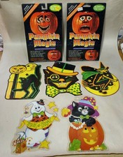 Vtg Besitle Halloween Witch Black Cat Die Cut Cutout Decoration Pumpkin Magic picture