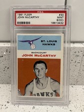 1961 Fleer John McCarthy #30 PSA 9 (OC) Graded Basketball Card St. Louis Hawks picture