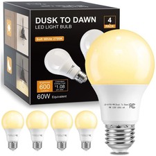 4/6/12Pack Dusk to Dawn A19 LED Light Bulb, 9W Equivalent 60W, 2700K,800LM picture