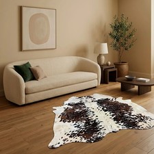 Natural Speckled Brown & White Cowhide Rug – Handmade Hair-On Cow Skin Area Rug picture