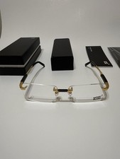 Montblanc Luxury Rimless Eyeglasses Frame Gold Black Lightweight Unisex Fashion  picture
