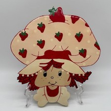Vintage 1988 Hand Painted Wood Strawberry Shortcake Wall Plaque Retro Toy Sign picture