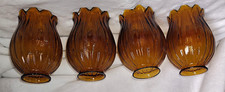 Amber Ribbed Textured Glass Tulip Lamp Shade picture