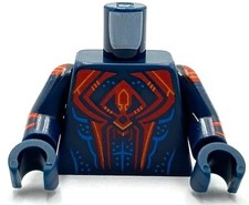 Lego NewMinifig Dark Blue Torso Large Red Spider Orange Trim Blue Muscle Part picture